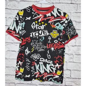 Vtg Phat Farm Mens Small Graffiti T-Shirt All Over Print Y2K 90s Streetwear Tee